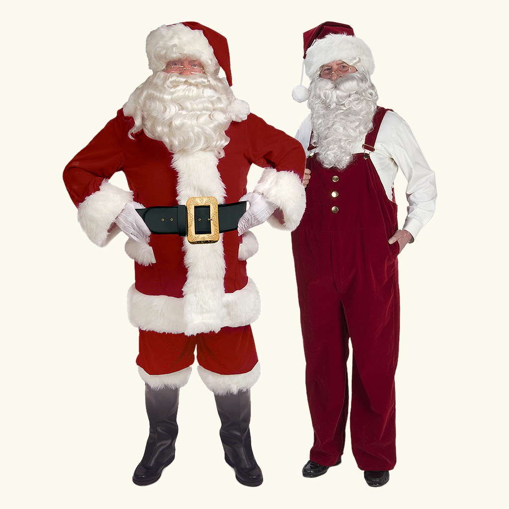 (Halco) Burgundy Velvet Overalls Santa Claus Costume